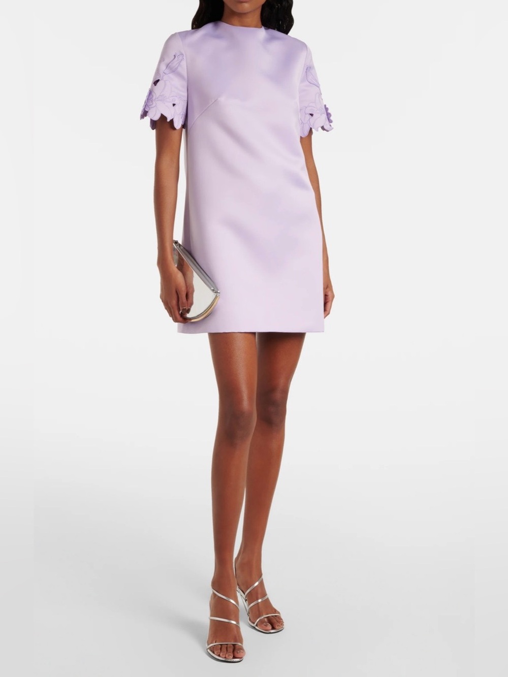 LEO LIN Sydney Aurie Applique Lilac Purple Shift Mini Dress size US 2 NWT $540